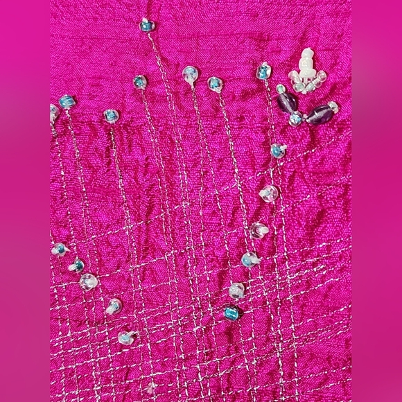 Michael Simon Pink Silk Jacket Embroidered Beaded Vintage 90s Size 0X - Picture 8 of 13